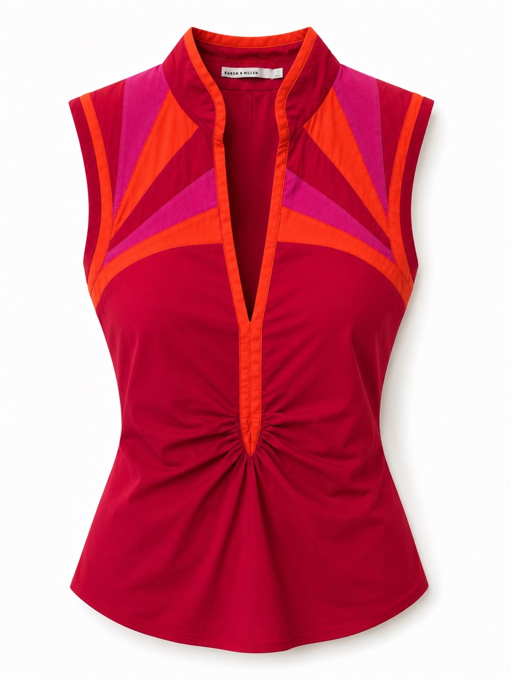 Karen Millen Sleeveless Red & Pink V-Neck Top
